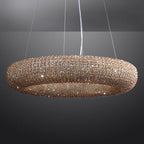 Luxury Crystal Halo Amber Round Chandeliers - Yami Lightings