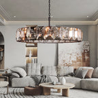 Faceted Crystal Glass Round Chandelier D60" - Yami Lightings