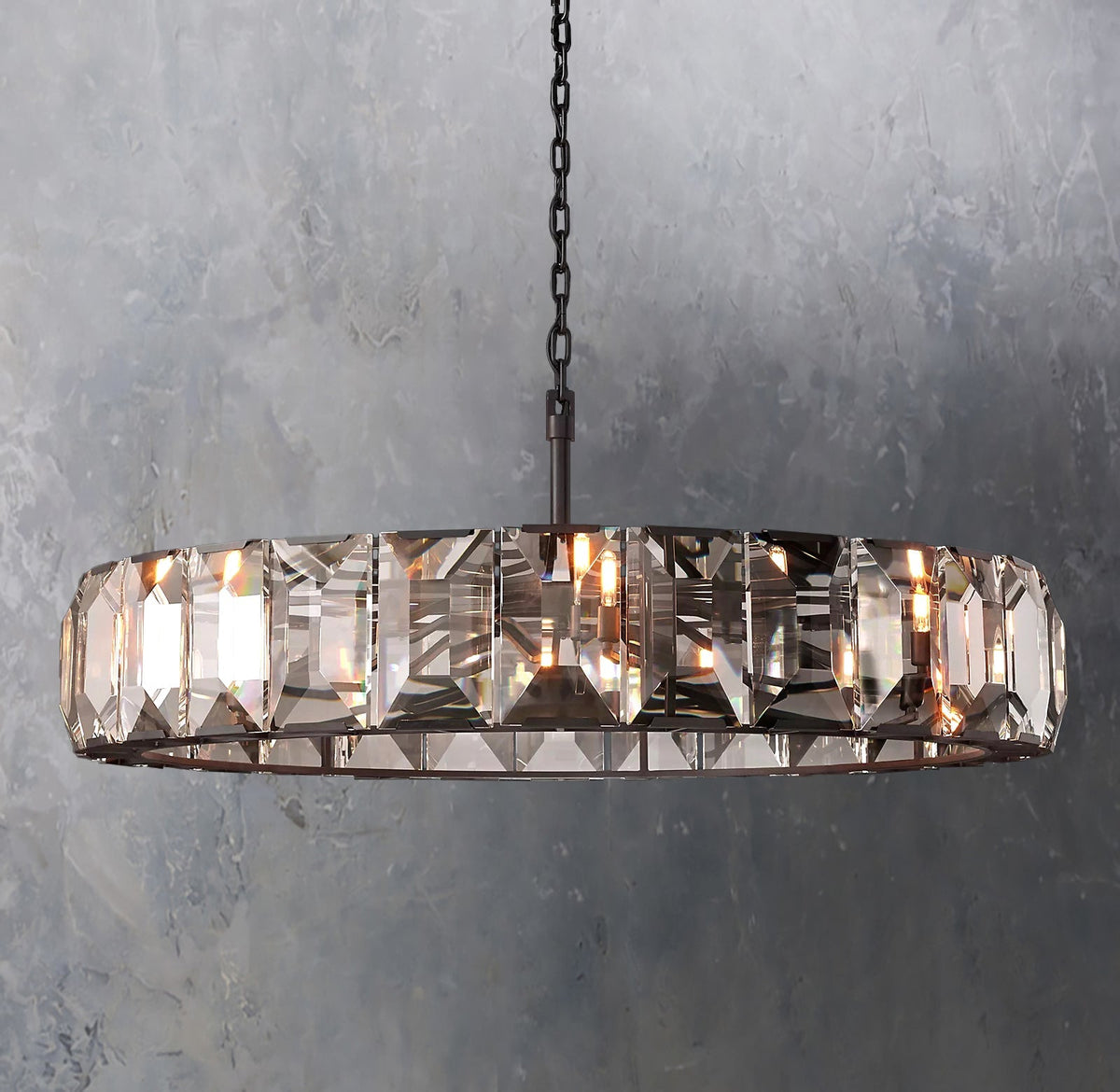 Faceted Crystal Glass Round Chandelier D60" - Yami Lightings