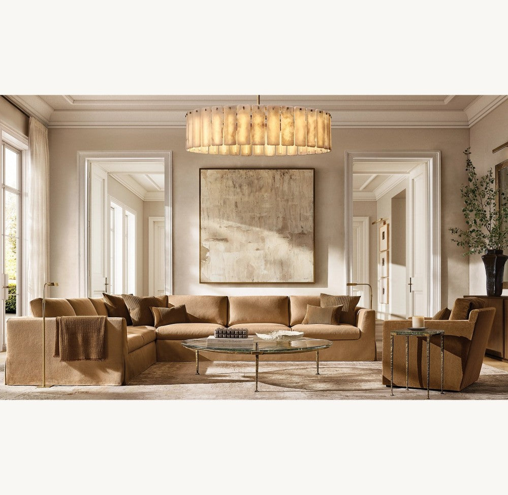 Camelot Alabaster Round Chandelier 48"D