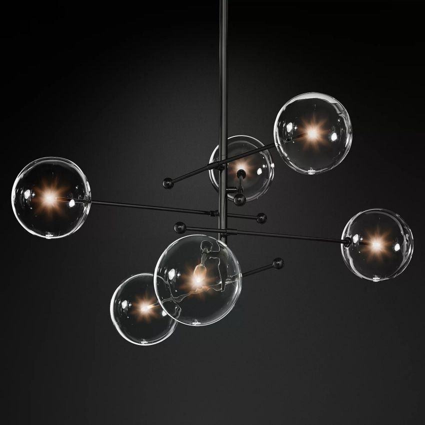 Glass Globe Mobile Six-Arm Chandelier 54" - Yami Lightings
