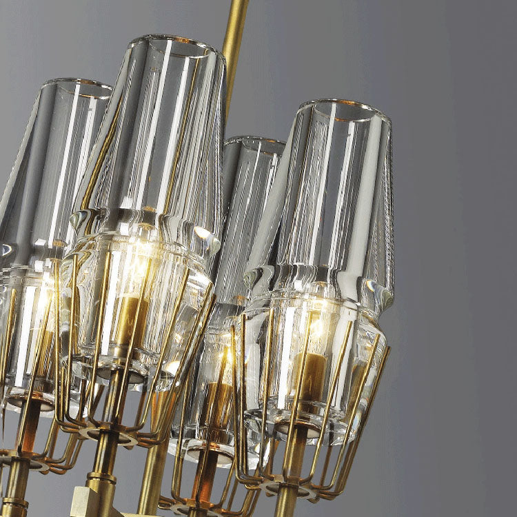 Delia Brass Chandelier Glass Lighting - Yami Lightings
