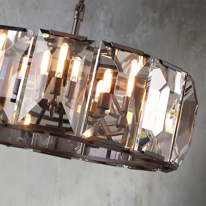 Faceted Crystal Glass Round Chandelier D31" - Yami Lightings