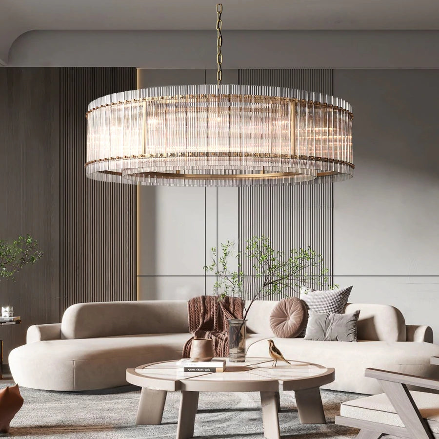 Marcia Glass Round Chandelier D60" - Yami Lightings