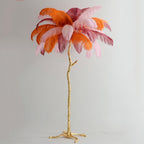 Elva Nordic Ostrich Feather Floor Lamp Brass Lighting - Yami Lightings