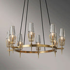 Delia Brass Chandelier Glass Lighting - Yami Lightings