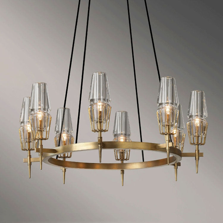 Delia Brass Chandelier Glass Lighting - Yami Lightings