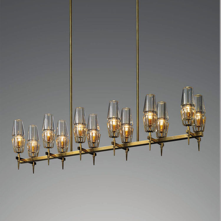 Delia Brass Chandelier Glass Lighting - Yami Lightings