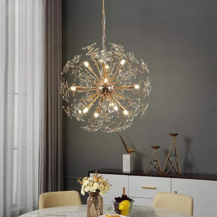 Golden Faceted Crystal Petal Dandelion Chandelier - Yami Lightings