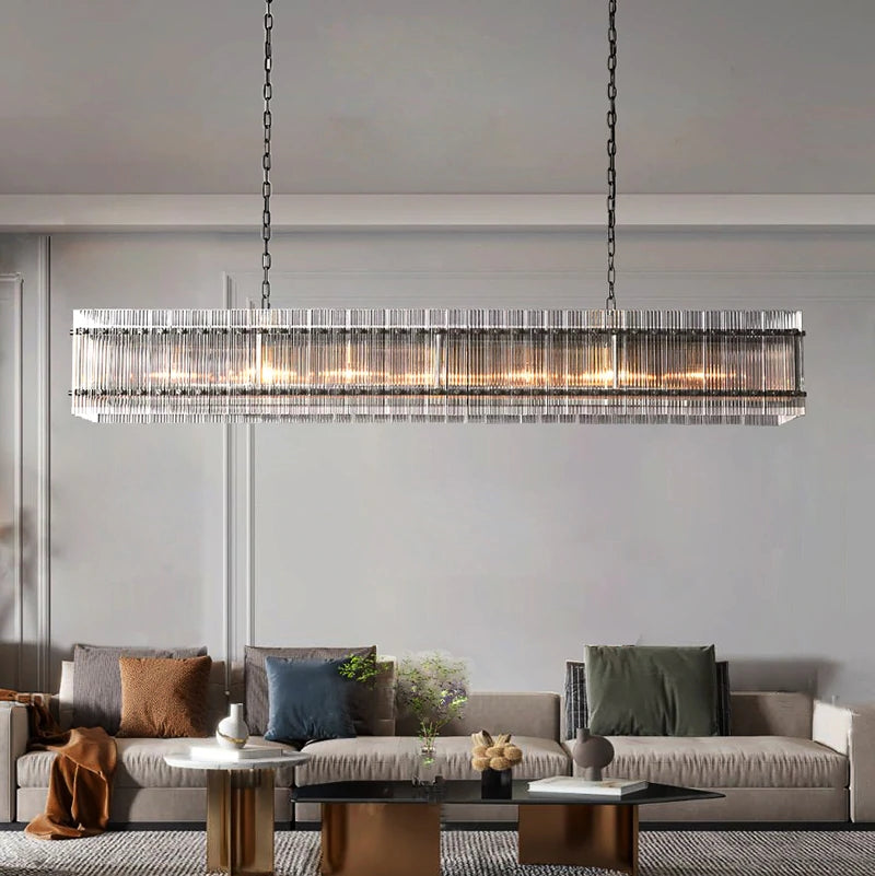 Marcia Glass Rectangular Chandelier 72" - Yami Lightings
