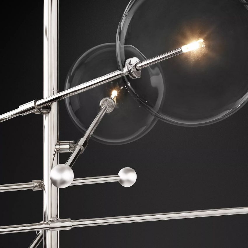Glass Globe Mobile Six-Arm Chandelier 54" - Yami Lightings