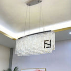 Olive Oval Crystal Chandelier For Dining Table - Yami Lightings