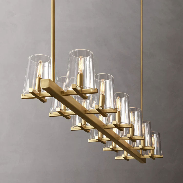 Penelope Modern Clear Glass Linear Chandelier - Yami Lightings