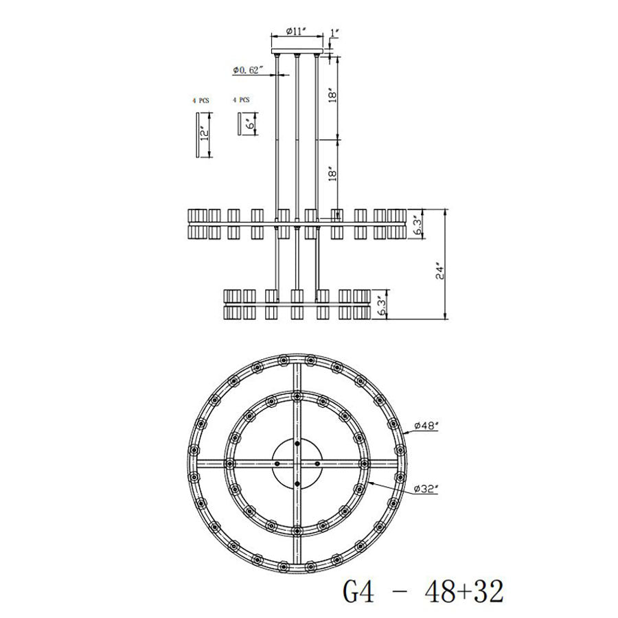 Industrial Round Two-Tier Chandelier (48")