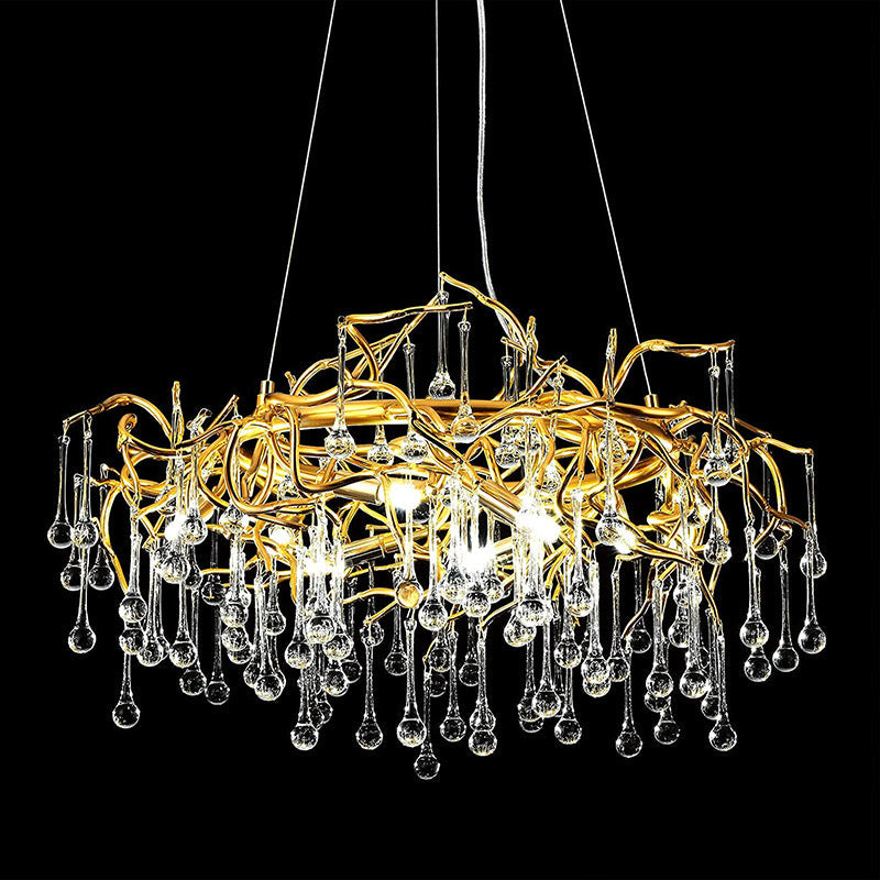 Doris Branch Gold Ring Crystal Chandelier - Yami Lightings