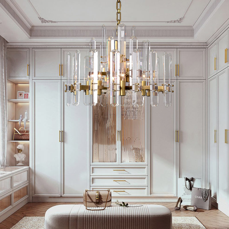 Bonnie Faceted Crystal Prisms Round Chandelier - Yami Lightings