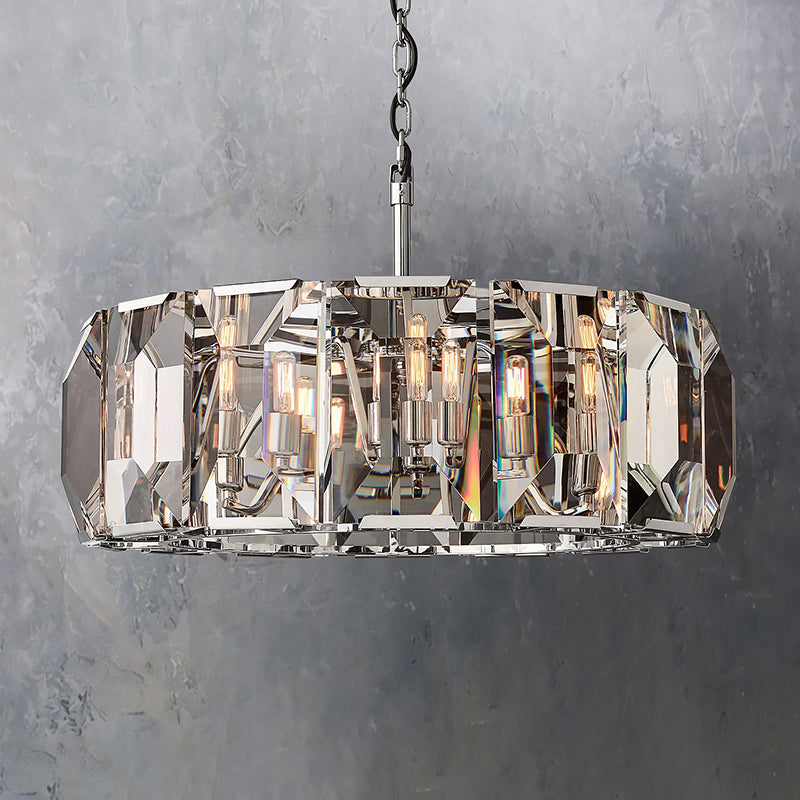 Faceted Crystal Glass Round Chandelier D31" - Yami Lightings