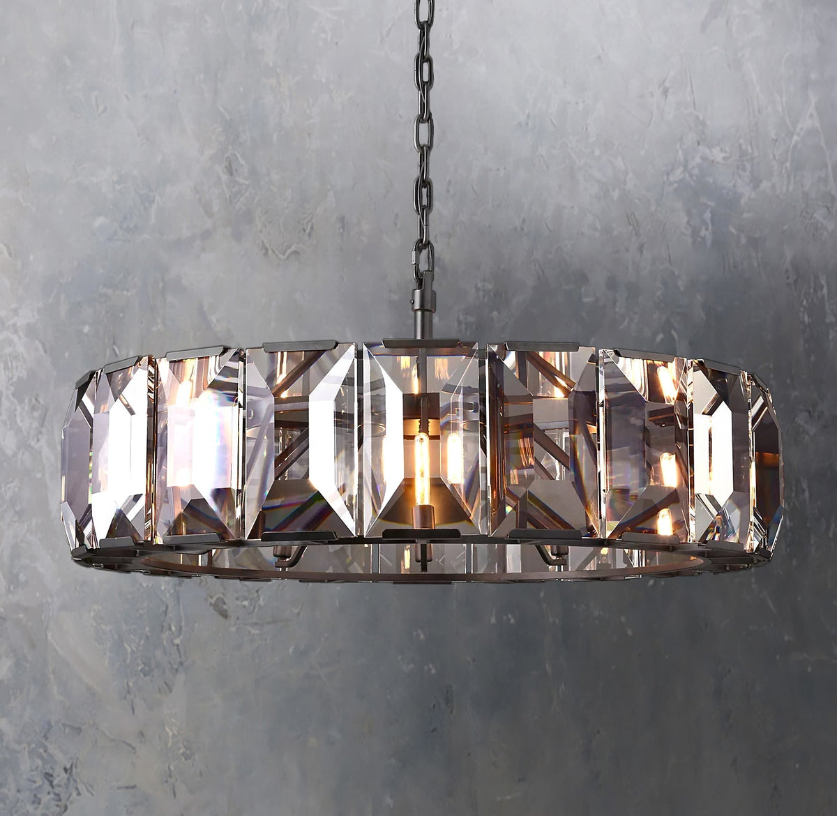 Faceted Crystal Glass Round Chandelier D43" - Yami Lightings