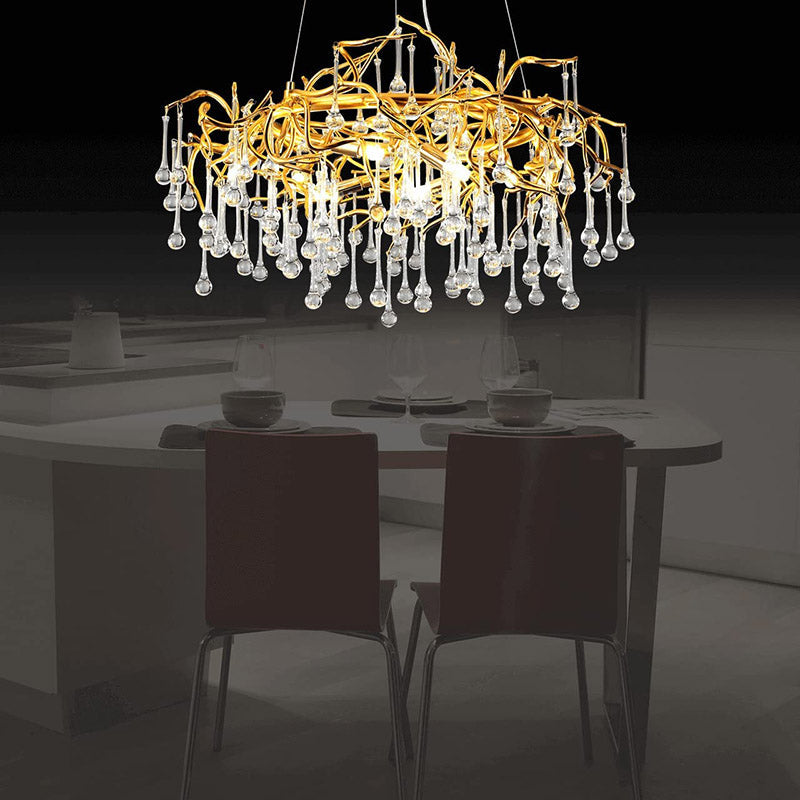 Doris Branch Gold Ring Crystal Chandelier - Yami Lightings