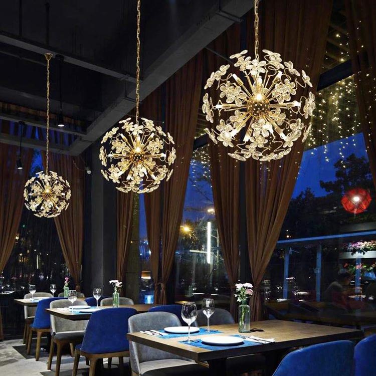 Golden Faceted Crystal Petal Dandelion Chandelier - Yami Lightings