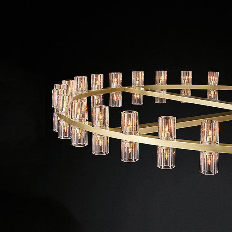 Industrial Round Two-Tier-Crystal Chandelier - Yami Lightings