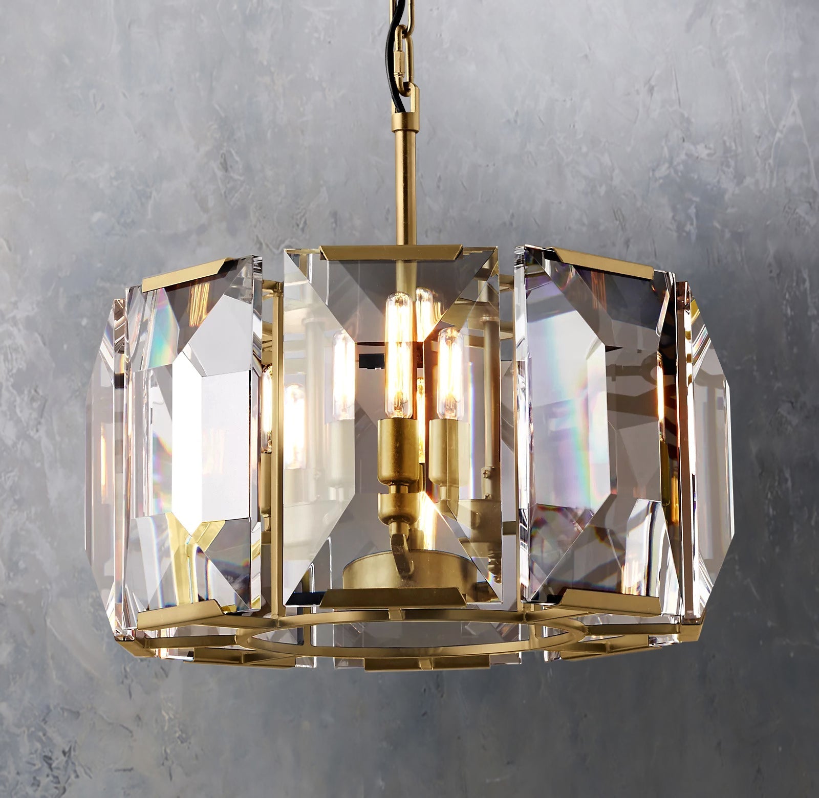 Faceted Crystal Glass Round Chandelier D19" - Yami Lightings