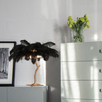 Elva Ostrich Feather Table Lamp Brass Palm Tree Lamp - Yami Lightings