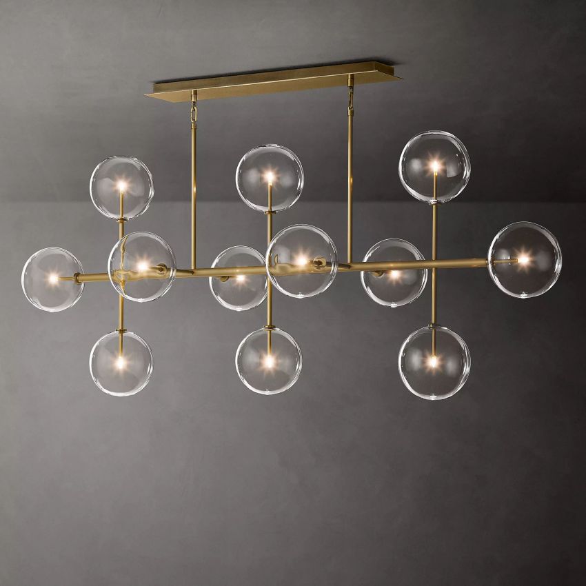 Glass Globe Moblie Linear Chandelier 72" - Yami Lightings