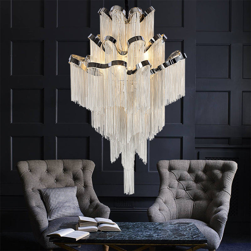 Gladys Aluminum Chain Tassel Stream Chandelier - Yami Lightings