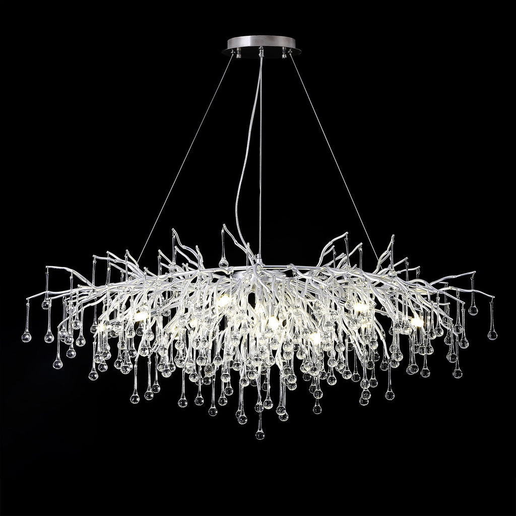 Doris Tree Branch Rectangle Chandelier Silver L45" - Yami Lightings