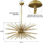 Starburst Chandelier 4-Light 31" - Yami Lightings