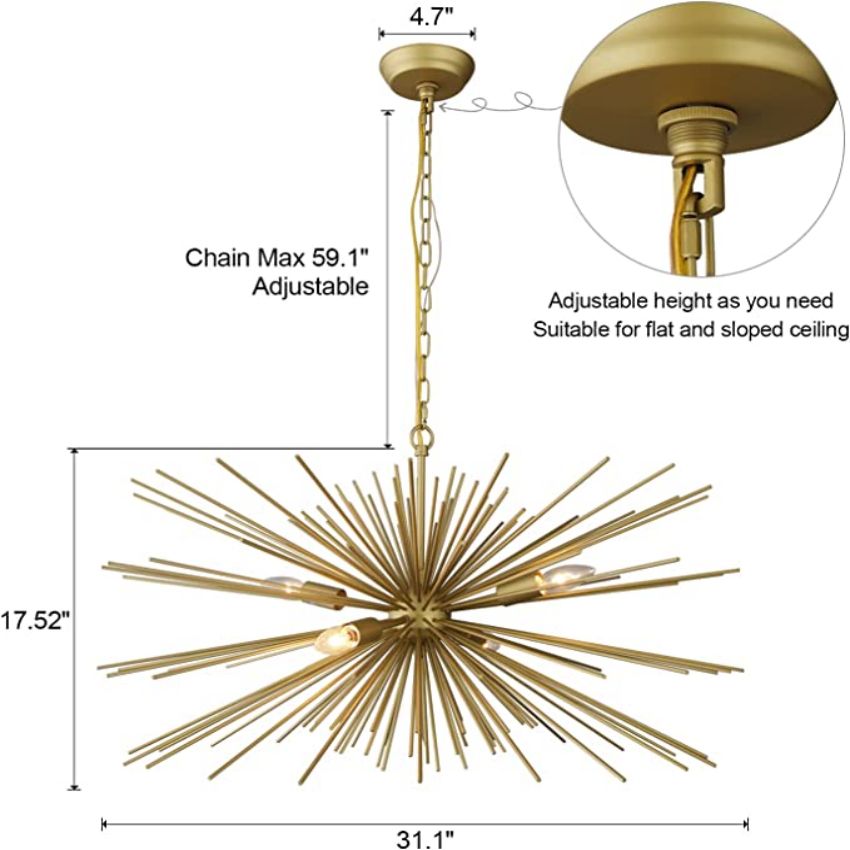 Starburst Chandelier 4-Light 31" - Yami Lightings