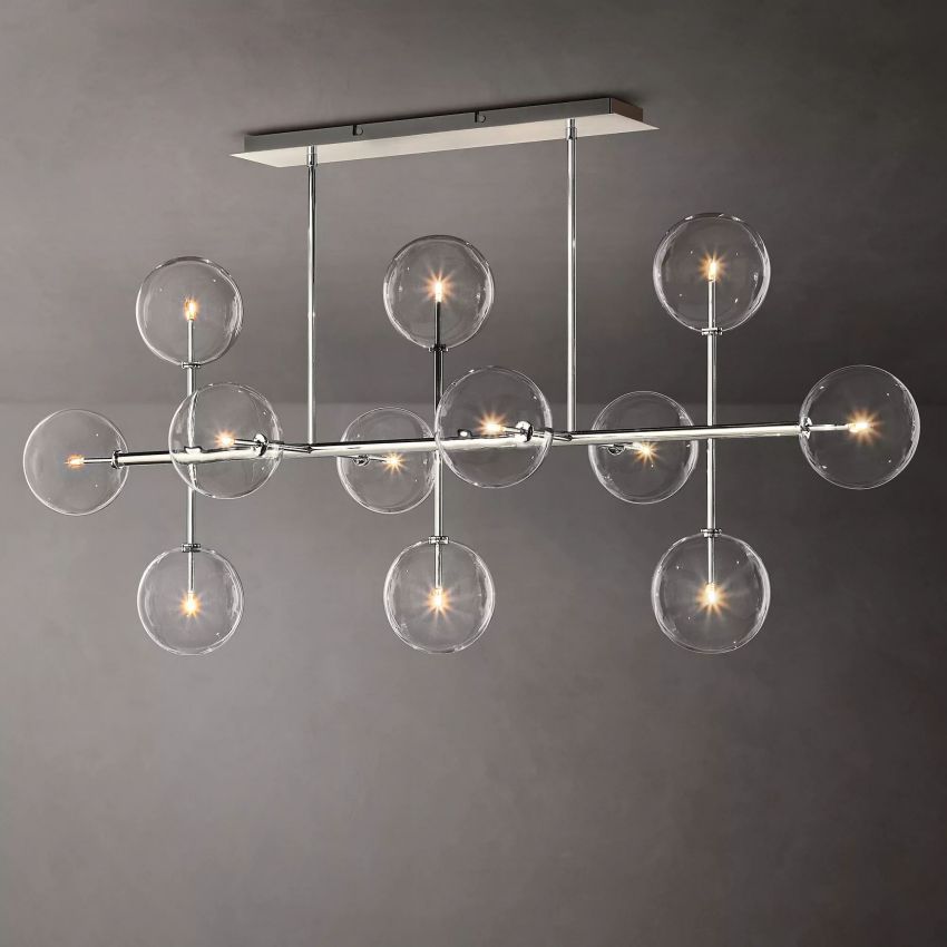 Glass Globe Moblie Linear Chandelier 72" - Yami Lightings
