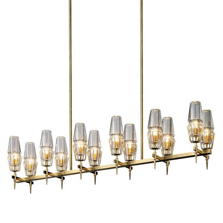 Delia Brass Chandelier Glass Lighting - Yami Lightings