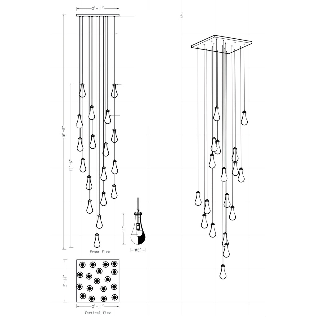 Square Raindrop Chandelier