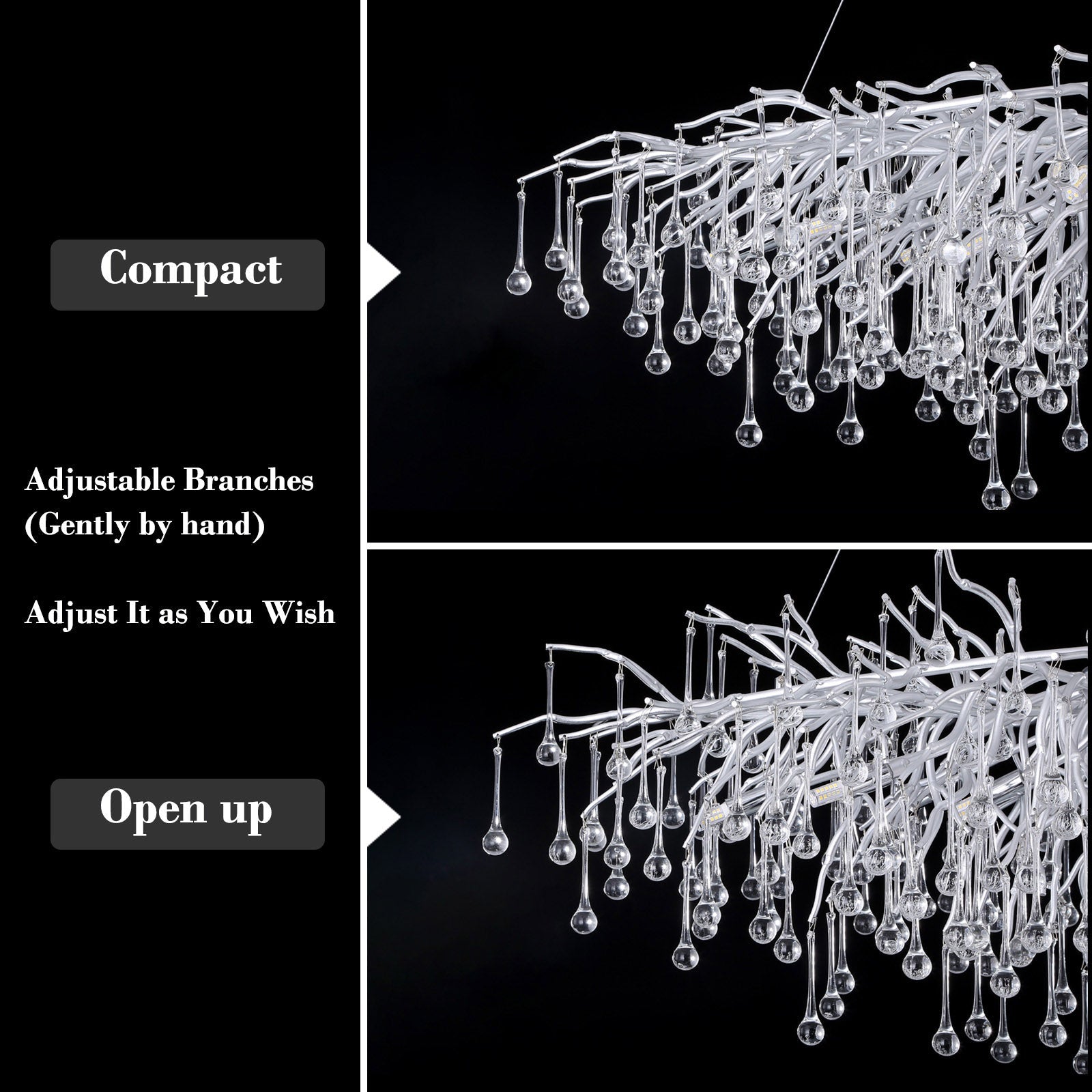 Doris Silver Branch Chandelier Light Fixture - Yami Lightings