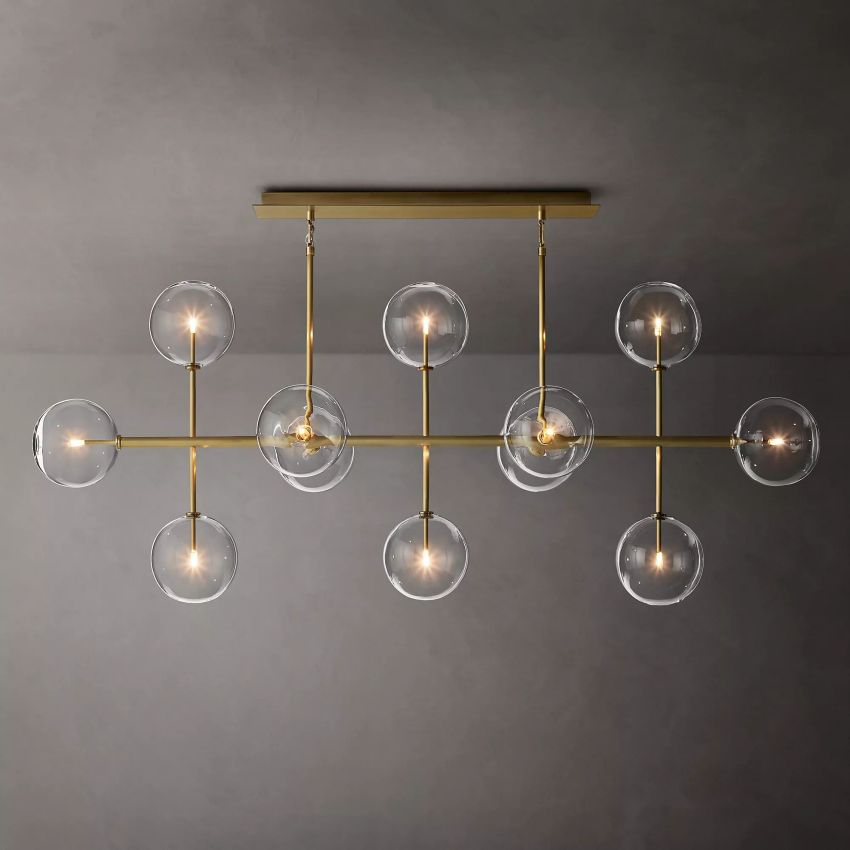 Glass Globe Moblie Linear Chandelier 72" - Yami Lightings