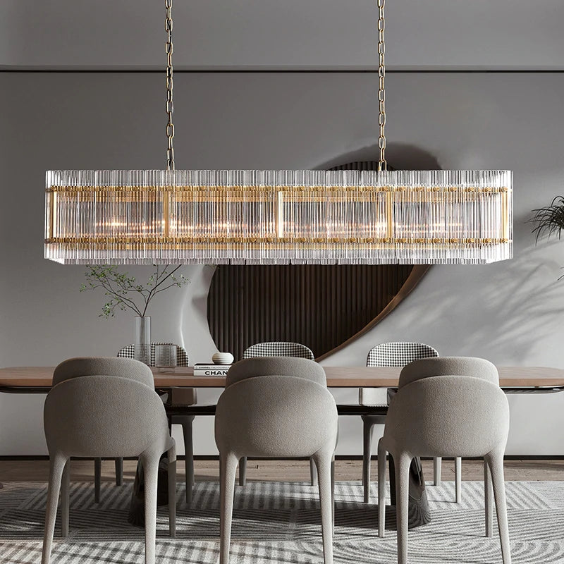 Marcia Glass Rectangular Chandelier 54" - Yami Lightings