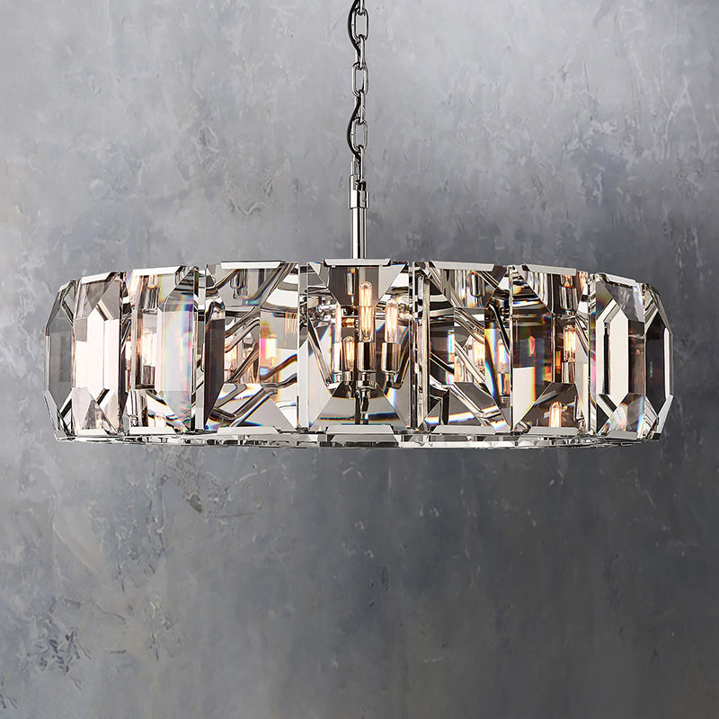Faceted Crystal Glass Round Chandelier D43" - Yami Lightings