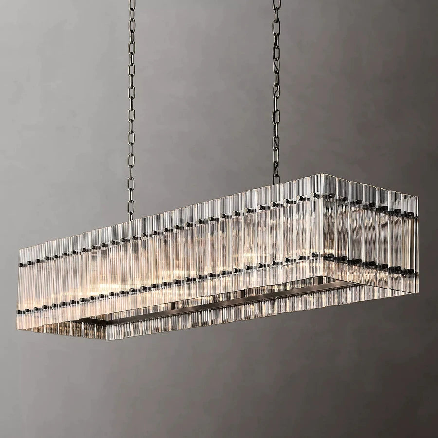 Marcia Glass Rectangular Chandelier 54" - Yami Lightings