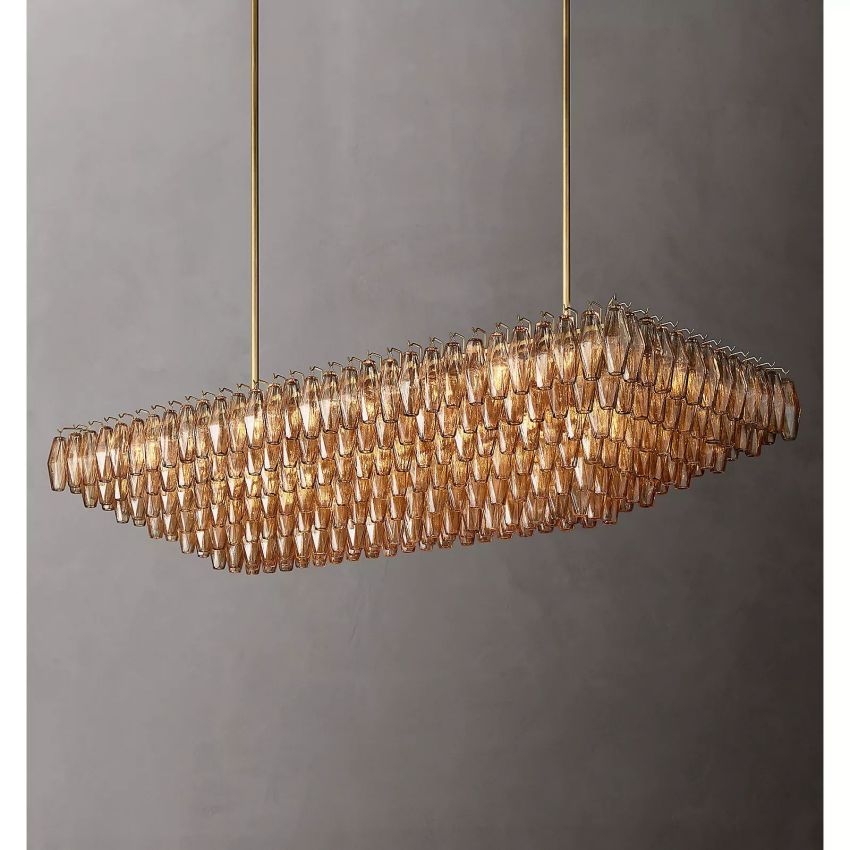 Murano Smoke Glass Tiered Rectangular Chandelier - Yami Lightings