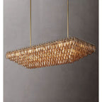 Murano Smoke Glass Tiered Rectangular Chandelier - Yami Lightings