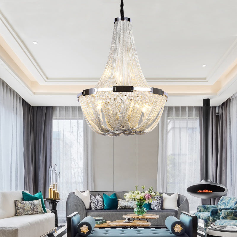 Eudora Luxury Aluminum Chain Tassel Chandelier - Yami Lightings