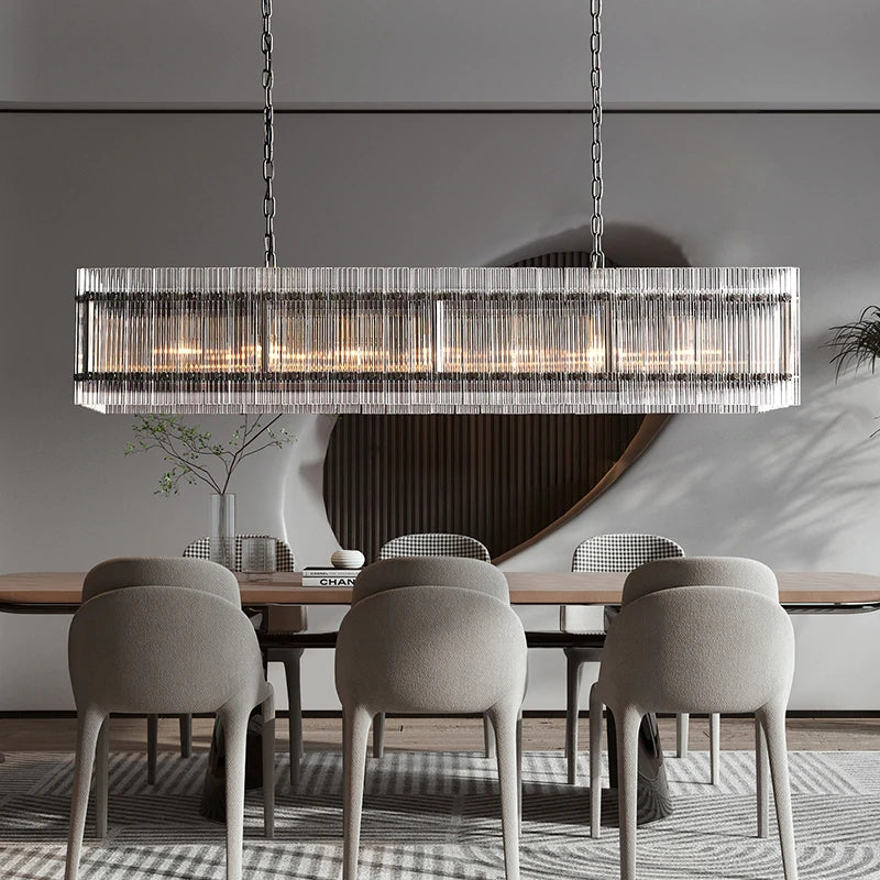 Marcia Glass Rectangular Chandelier 54" - Yami Lightings