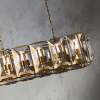 Faceted Crystal Glass Rectangular Chandelier L42" - Yami Lightings