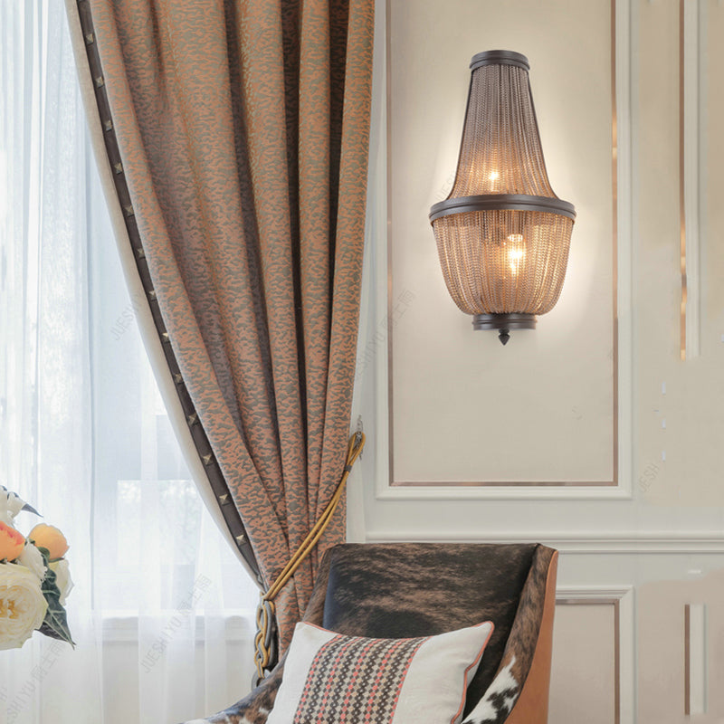 Aluminum Chain Wall Sconce In Living Room - Yami Lightings