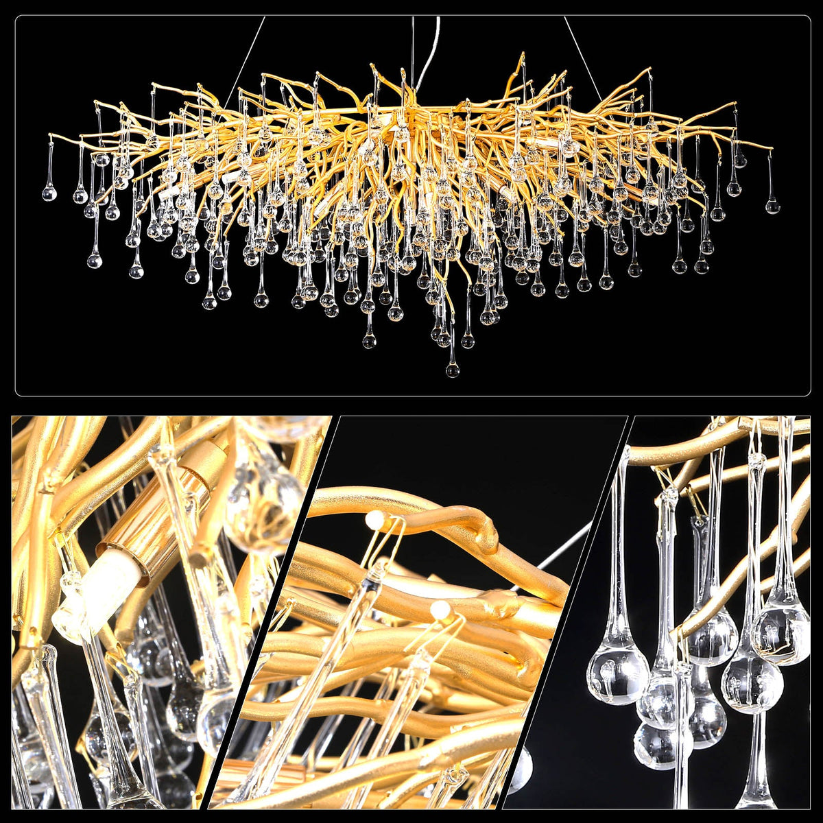 Doris Gold Raindrop Ceiling Lights - Yami Lightings