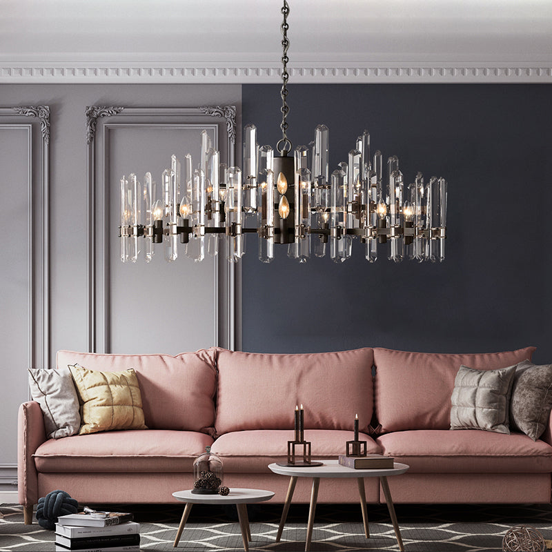 Bonnie Faceted Crystal Prisms Round Chandelier - Yami Lightings