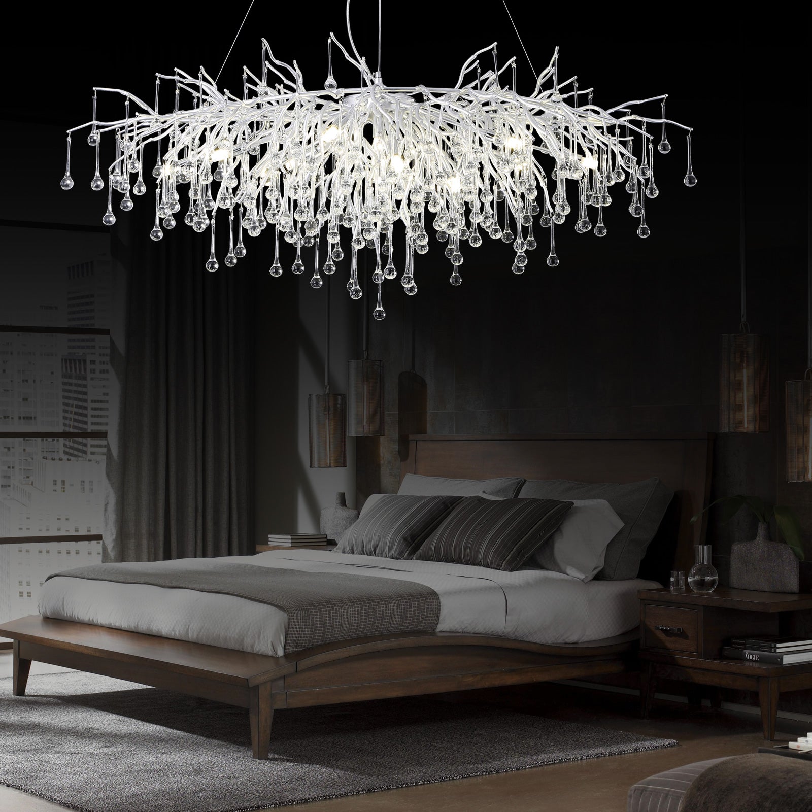 Doris Silver Branch Chandelier Light Fixture - Yami Lightings
