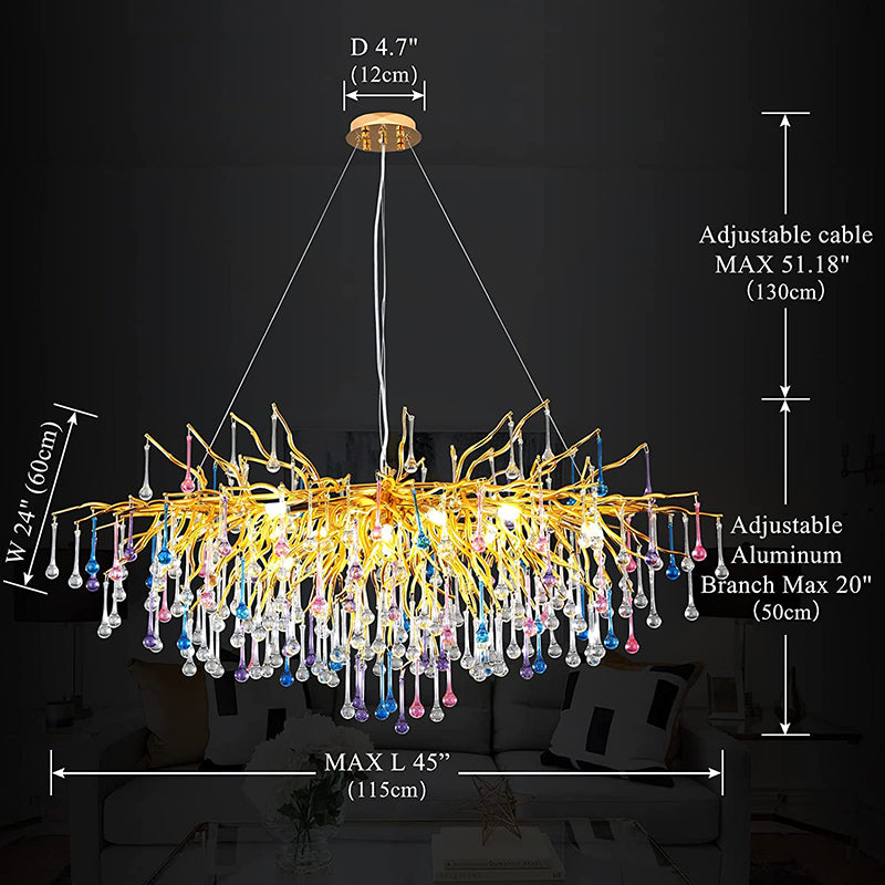 Doris Colorful Crystal Chandelier for Dining Room - Yami Lightings